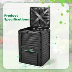 Tangkula 80-Gallon Outdoor Composter W/ Large Openable Lid & Bottom Exit Door -Tangkula GUEST 55b605ef 137e 4bb8 bb7a 3ff740c4c196