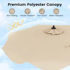 Tangkula 9 FT Patio Umbrella Outdoor Double Top Umbrella With Ruffled Edges Push Button Tilt Crank 8 Ribs Fade-resistant Market Umbrella Beige/Navy -Tangkula GUEST 55be2d97 bae8 433d 836e 5dba55dd6dcd