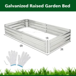 Tangkula 6 X 3 X 1FT Galvanized Raised Garden Bed Heavy-Duty Elevated Rectangle Plant Box -Tangkula GUEST 55c847ee 7ead 4ddc 87ef b8cdde537f4e