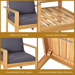 Tangkula 8PCS Cushioned Wooden Conversation Set Patio Outdoor Furniture Set -Tangkula GUEST 55cadabe cac5 4d23 8b76 cf359a591e6b