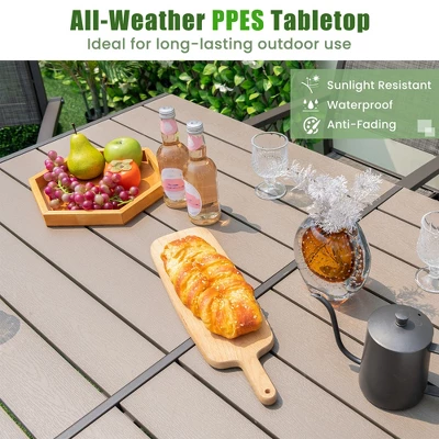 Tangkula 59" X 35" Large Rectangle Outside Table W/ Metal Legs Accommodate Up To 6 6 Tangkula 59" X 35" Large Rectangle Outside Table W/ Metal Legs Accommodate Up To 6 - Image 4