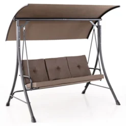 Tangkula 3-Seat Outdoor Porch Swing W/ Adjustable Canopy Thickened Cushions Metal Frame 13 Tangkula 3-Seat Outdoor Porch Swing W/ Adjustable Canopy Thickened Cushions Metal Frame -Tangkula GUEST 5633b6a2 a0e5 4faf a1b2 676e84ff793b