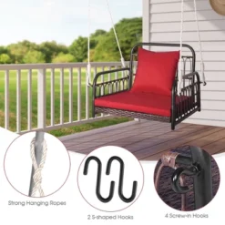 Tangkula Single Person Hanging Swing Outdoor Hanging Seat W/ Back Cushion & Seat Cushion -Tangkula GUEST 5676bc63 f81c 48fa b3f3 e80e99e46b03
