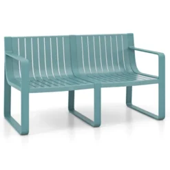 Tangkula Patio Loveseat 2-Person Bench W/ Curved Backrest Slatted Design For Backyard -Tangkula GUEST 567c21c9 eb9c 49a0 8513 2498246bdf77