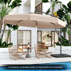 Tangkula 10FT Offset Hanging Umbrella Patio Cantilever Umbrella W/ Easy Tilt Adjustment