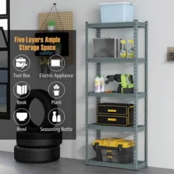 Tangkula 5-Tier Metal Shelving Unit Heavy Duty Wire Storage Rack With Anti-slip Foot Pads -Tangkula GUEST 56b71eb7 ffd7 4164 99be 8af306725bc0
