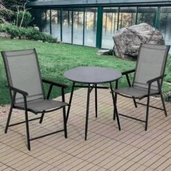 Tangkula 2PCS Folding Chairs Steel Frame Patio Garden Outdoor W/ Armrest & Footrest -Tangkula GUEST 573bf944 a714 4df8 a46d afd893975c16