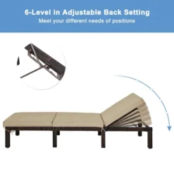 Tangkula 2 PCS Patio Rattan Chaise Lounge Chair Recliner Outdoor W/ 6 Positions Cushion -Tangkula GUEST 574438ef 7af6 41a9 b5a3 c1538cb9a063