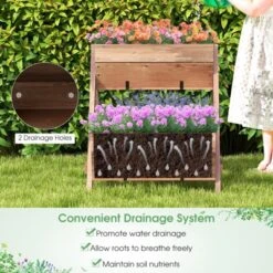 Tangkula Vertical Raised Garden Bed Wood Tiered Stand W/ 3 Planter Containers Drainage Holes For Herbs Growing 21” X 8” X 8.5”/40” X 10” X 8.5” -Tangkula GUEST 5770ce18 31e2 43dd 82f3 d448700d5370