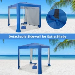 Tangkula Beach Canopy Tent Beach Cabana With Detachable Sidewall 5 Sandbags Carrying Bag UPF 50+ Protection Outdoor Beach Umbrella Shelter For Beach -Tangkula GUEST 57835034 b3e7 41cb a918 facde10e1b83