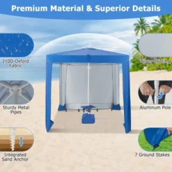 Tangkula Beach Canopy Tent Beach Cabana With Detachable Sidewall 5 Sandbags Carrying Bag UPF 50+ Protection Outdoor Beach Umbrella Shelter For Beach -Tangkula GUEST 5784db1f 6d24 4fa3 8dbc c2eefeba493e