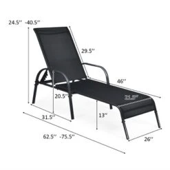 Tangkula Outdoor Chaise Lounge Chair Adjustable Reclining Bed With Backrest& Armrest -Tangkula GUEST 5790c0b0 1375 4843 b0d0 0eeadc6d6c4b
