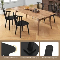 Tangkula 4 PCS Dining Chair Windsor High Spindle Back Wood Kitchen Chairs W/ Rubber Wood Frame -Tangkula GUEST 57b77127 360f 45b2 8e2d c8eb548f889f