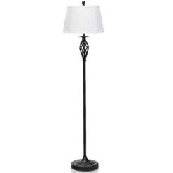 Tangkula Lamp Set 3-Piece Modern Antique Bronze Finish Lamps, Floor Lamp And Table Lamps Set With Soft Pleated White Fabric Shades -Tangkula GUEST 5806c7aa 8031 4371 8cc2 afce7dc9a9b3