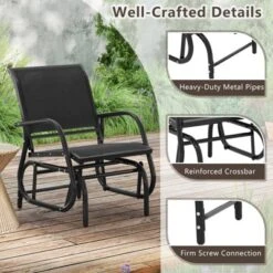 Tangkula Rocking Chair W/ Study Metal Frame Comfortable Single Glider Patio Chair -Tangkula GUEST 581ed4b9 15cd 4252 aa1e a8faf3d6f0e8