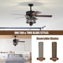 Tangkula 50" Ceiling Fan With Lights Reversible Blades W/ Pull Chain Control Living Room -Tangkula GUEST 58833084 44e8 48a8 8f24 77cf8eb2073c