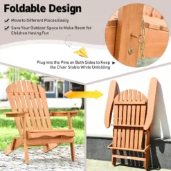 Tangkula 4PCS Folding Adirondack Chair Weather Resistant Outdoor Chair Eucalyptus Wood Adirondack Lounger Chair For Patio -Tangkula GUEST 58a59f65 3957 492f 9932 4591d4d628bd