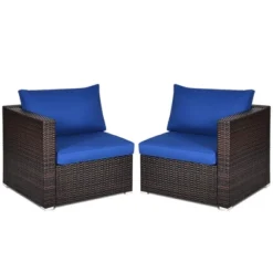 Tangkula 4PCS Rattan Corner Sofa Set Patio Outdoor Furniture Set W/ Navy Cushions -Tangkula GUEST 58cb01d7 8b3e 47d2 a796 47fb1884b66a 1