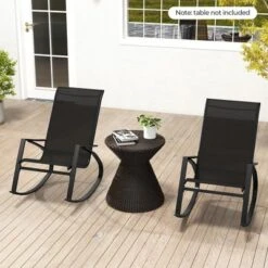 Tangkula 4 PCS Patio Rocking Chairs W/ Ergonomic Backrest Seat Safe Stoppers For Backyard