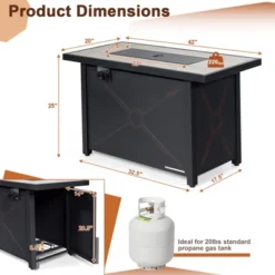 Tangkula 42" Rectangular Propane Gas Fire Pit 60,000 Btu Heater Outdoor Table W/ Cover -Tangkula GUEST 593801d2 7138 4ee9 8ec2 dee4d4cc68ec