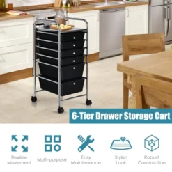 Tangkula 6 Drawer Scrapbook Paper Organizer Rolling Storage Cart For Office School Black -Tangkula GUEST 596cca9d e290 40d9 a083 6534eff0aee2