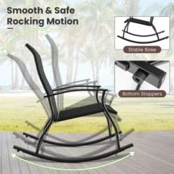 Tangkula Set Of 2 Outdoor Rocking Chair Patio Rocker W/ Breathable Fabric Black -Tangkula GUEST 5979c54b 3ef3 455e 9a32 0d14726f2ecc