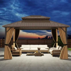 Tangkula 14 X 12 FT Hardtop Gazebo W/ Netting Heavy-Duty Double-Roof Galvanized Metal Top -Tangkula GUEST 597fcd9b 3d78 44eb 9f40 ca7b7b44acb7