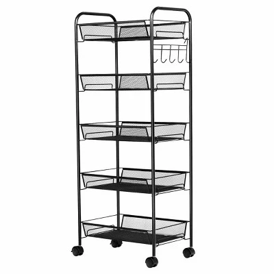 Tangkula 5 Tier Mesh Rolling Utility Cart Storage Basket Home Kitchen W/Wheels 8 Tangkula 5 Tier Mesh Rolling Utility Cart Storage Basket Home Kitchen W/Wheels - Image 6