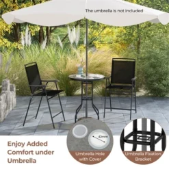 Tangkula 3-Piece Outdoor Bar Set Counter Height Patio Bistro Furniture Set W/ DPC Tabletop & Umbrella Hole -Tangkula GUEST 598ff32b 2fce 4821 82a3 9b804c60ec9c