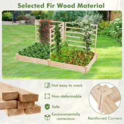 Tangkula Raised Garden Bed With 3 Trellises Outdoor Wood Planter Box With Divided Compartments -Tangkula GUEST 59fedc38 286a 4352 ae0b c62bde932d53