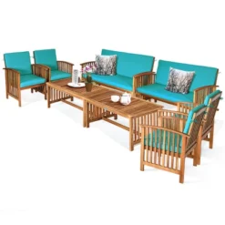 Tangkula 8PCS Wooden Patio Conversation Set Outdoor Furniture Set W/ Cushions -Tangkula GUEST 5a172534 4bbd 4bc5 a369 f49baeabfb0c