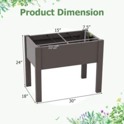 Tangkula Raised Bed Grow Box 53L Self-Watering Planter Box Stand W/ Water Level Monitor Water Drainage Hole Detachable Crossbar Coffee/White -Tangkula GUEST 5a2d86fe e9a2 4a87 9e36 fee8d14c48de