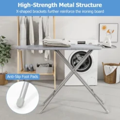 Tangkula 57" X 15" Foldable Ironing Board W/ 7-Level Height Heat-resistant Ironing Cover Gray -Tangkula GUEST 5a330570 9d4e 4c22 b63b aa0cf7209eb2