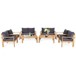 Tangkula 8PCS Cushioned Wooden Conversation Set Patio Outdoor Furniture Set -Tangkula GUEST 5a35e87e f660 42b4 b40d 6ff7cfc6837d