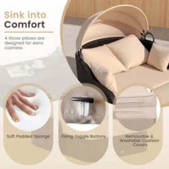 Tangkula Outdoor Daybed With Retractable Canopy - Wicker Rattan Sunbed Loveseat W/Soft Cushions Pillows Ottoman Sectional Seating Sofa -Tangkula GUEST 5a626a4a 3493 4aa8 b106 f5e6730f6c33