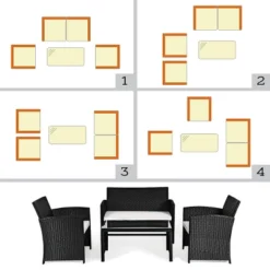 Tangkula 4 Piece Outdoor Patio Rattan Furniture Set Black Wicker Cushioned Seat For Garden, Porch, Lawn -Tangkula GUEST 5a79f5d1 8fb0 4e77 9396 81560049d7e7