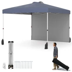 Tangkula 10 X 10 FT Pop Up Canopy Tent W/ 1 Sidewall Wheeled Bag 8 Stakes & 4 Wind Ropes -Tangkula GUEST 5aab6dc1 1857 42b2 ac16 1ab20305c1ca