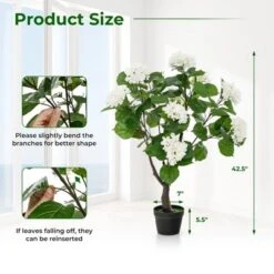 Tangkula 2 Pack Artificial Hydrangea Tree Fake Floral Plant W/ 11 White Flowers -Tangkula GUEST 5b323938 cf24 4a8e 8ba2 5fc78ad131cc