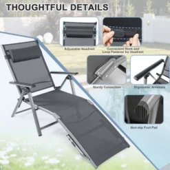 Tangkula Patio Lounge Chair Rustproof Aluminum Folding Chaise W/ Adjustable Backrest & Footrest -Tangkula GUEST 5b4cd5d3 1317 4952 8681 f190b78a6073