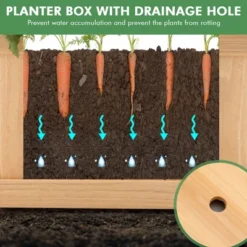 Tangkula Outdoor Wooden Planter Box Folding Raised Garden Plant Container W/ Drainage Hole -Tangkula GUEST 5b621061 0a19 4445 91e6 8865880574bc