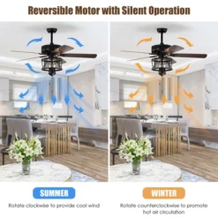 Tangkula 50" Ceiling Fan With Lights Reversible Blades W/ Pull Chain Control Living Room -Tangkula GUEST 5b6a04a6 8230 4ca1 9604 6d480a22fe3b
