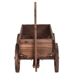 Tangkula Outdoor Flower Planter Wood Wagon Decoration Wheels -Tangkula GUEST 5b7428f2 982a 4712 910d fea7765b6744