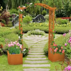 Tangkula Garden Arbor With Planter Wooden Planter Arch With Trellis Natural -Tangkula GUEST 5ba2afd5 edba 405a ab30 836efacc150c