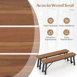 Tangkula Outdoor Folding Bench Set Of 2 55 Inches Long 2-3 Person Acacia Wood Backless Patio Dining Bench -Tangkula GUEST 5c17b62b 4c1d 4444 a7ed 876452731ef8