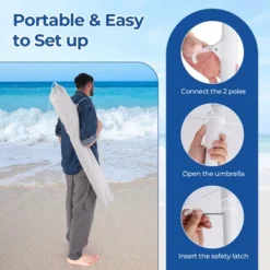 Tangkula 6.5 FT Beach Umbrella W/ Fringe Tassel Umbrella W/ Push Button Tilt Sand Anchor -Tangkula GUEST 5c24fd63 7a22 4e2b 9584 45dbea7e860d