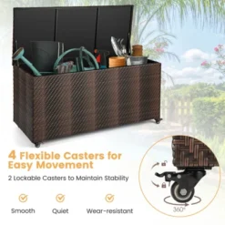 Tangkula 96 Gallon Outdoor Storage Box PE Wicker Deck Box With 4 Wheels & Waterproof Liner Patio Rattan Storage Container Mix Brown/Mix Grey 16 Tangkula 96 Gallon Outdoor Storage Box PE Wicker Deck Box With 4 Wheels & Waterproof Liner Patio Rattan Storage Container Mix Brown/Mix Grey -Tangkula GUEST 5c37d378 eb8a 43c4 b7dd 403ee3af337b