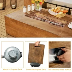 Tangkula 2-Piece 48” Propane Fire Pit Table Rectangular 50,000 BTU W/20 Gallon Tank Side Table For Courtyard Balcony Garden -Tangkula GUEST 5c94e403 6a47 416c abc5 54417d1973b8