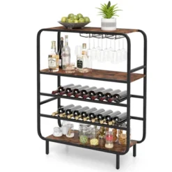 Tangkula 16 Bottle Drinks Rack W/ Glass Holders Metal Frame Storage Shelf For Kitchen 21 Tangkula 16 Bottle Drinks Rack W/ Glass Holders Metal Frame Storage Shelf For Kitchen -Tangkula GUEST 5cacb152 e4ba 4360 89bf 02b56fdb16ba
