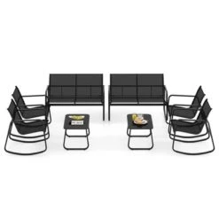 Tangkula 8 PCS Rocking Bistro Set Patio Furniture Set W/ Loveseat Rocking Chairs & Coffee Table 21 Tangkula 8 PCS Rocking Bistro Set Patio Furniture Set W/ Loveseat Rocking Chairs & Coffee Table -Tangkula GUEST 5ce04675 2aee 4b5f 9c5d c89fcde48523