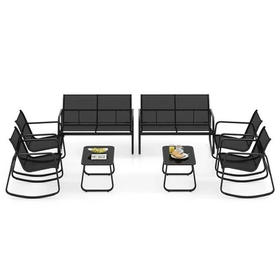 Tangkula 8 PCS Rocking Bistro Set Patio Furniture Set W/ Loveseat Rocking Chairs & Coffee Table 12 Tangkula 8 PCS Rocking Bistro Set Patio Furniture Set W/ Loveseat Rocking Chairs & Coffee Table - Image 10